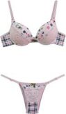 Conjunto Lingerie Estampado com Renda