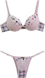 Conjunto Lingerie Estampado com Renda